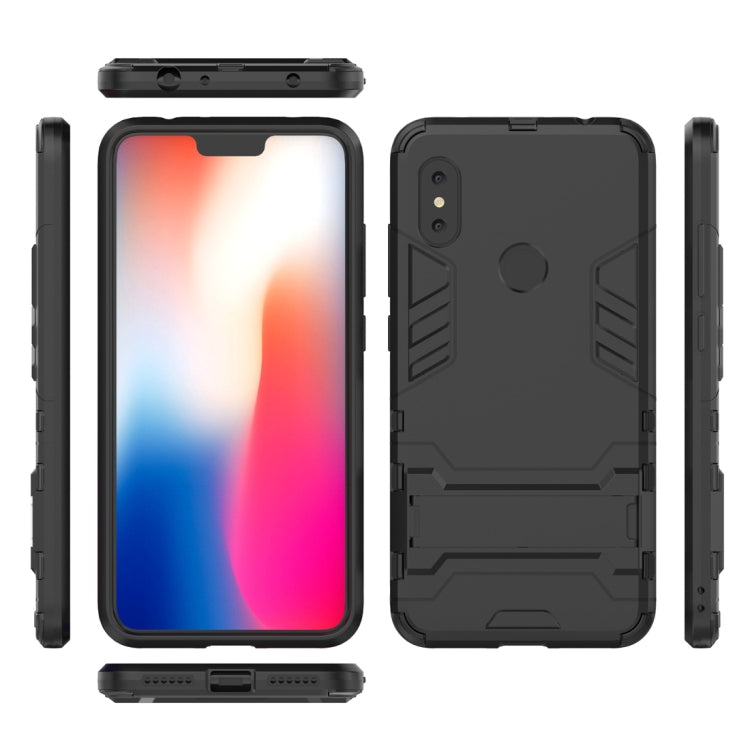 Carcasa de PC + TPU a Prueba de Golpes para Xiaomi Redmi Note 6, con Soporte (Negro)
