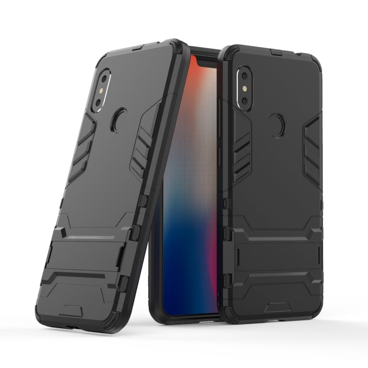 Carcasa de PC + TPU a Prueba de Golpes para Xiaomi Redmi Note 6, con Soporte (Negro)