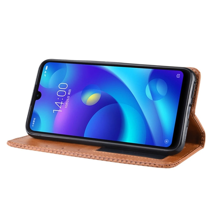Estuche de Cuero con Tapa Horizontal con Textura Retro y Hebilla Magnética para Xiaomi Redmi Note 7, con Soporte, Ranuras para Tarjetas y Billetera (Marrón)