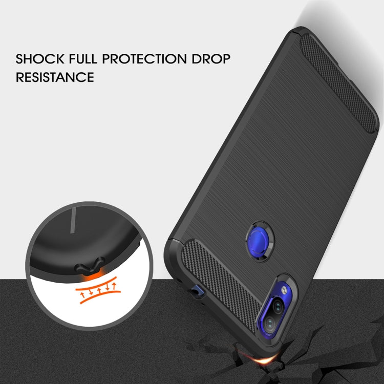 Carcasa de TPU de Fibra de Carbono con Textura Cepillada para Xiaomi Redmi Note 7 / Redmi Note 7 Pro (Negro)