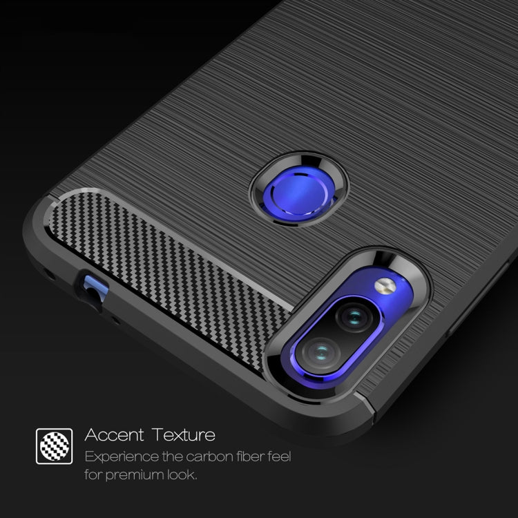 Carcasa de TPU de Fibra de Carbono con Textura Cepillada para Xiaomi Redmi Note 7 / Redmi Note 7 Pro (Negro)