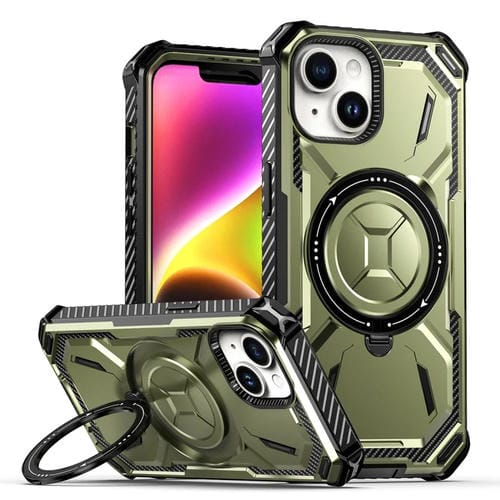 Para iPhone 15 Armor Series Magsafe Funda para Teléfono con Soporte Magnético (Verde Militar) - MOVILSTORE
