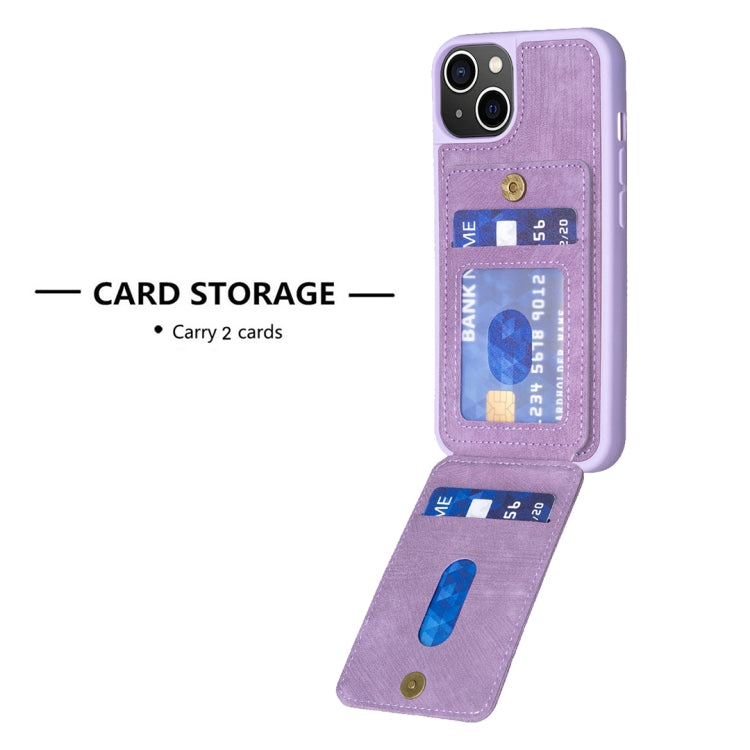 Para iPhone 15 Bf28 Estuche para Teléfono con Bolsa para Tarjetas Esmerilada y Soporte (Púrpura) - MOVILSTORE