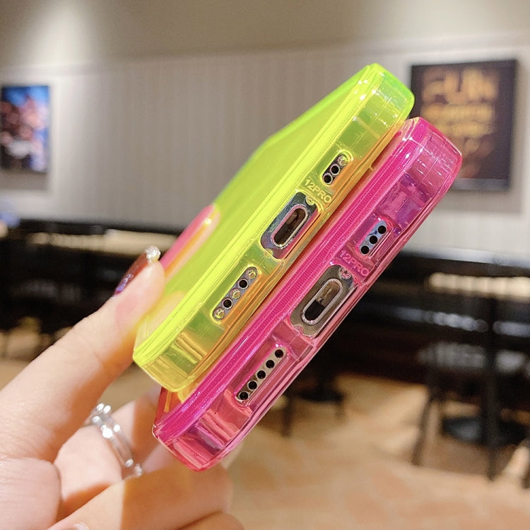 Para iPhone 15 Caja de Teléfono de TPU Transparente con Marco de Lente de Contraste de Color (Púrpura + Verde) - MOVILSTORE