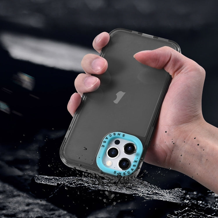 Para iPhone 15 Caja de Teléfono de TPU Transparente con Marco de Lente de Contraste de Color (Verde + Azul Cielo) - MOVILSTORE