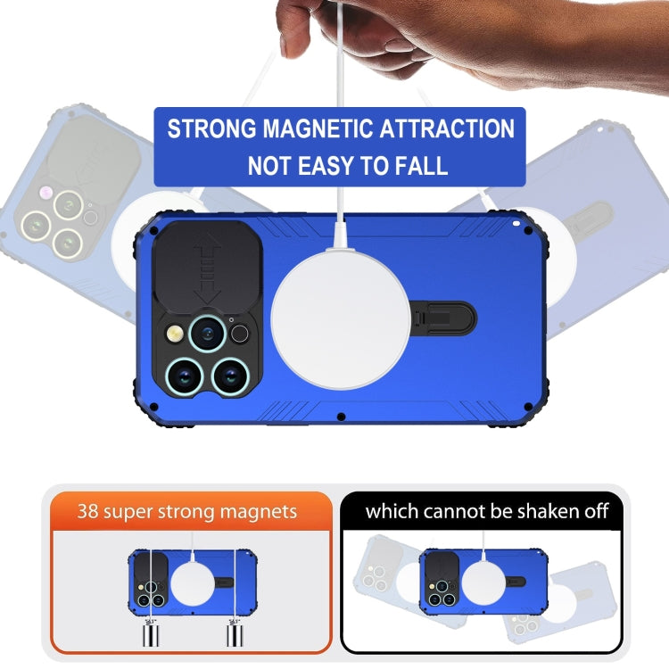 Para iPhone 15 Camera Shield Magsafe Holder Life Funda Impermeable para Teléfono (Azul) - MOVILSTORE