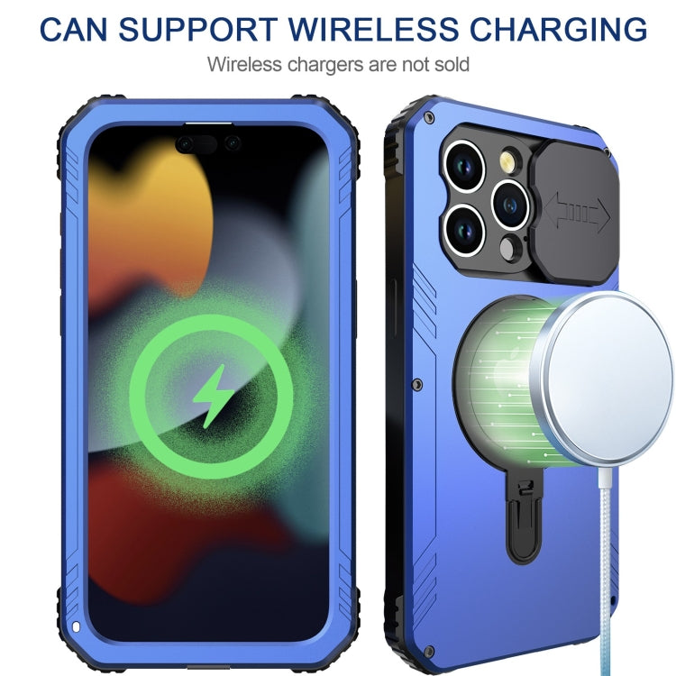 Para iPhone 15 Camera Shield Magsafe Holder Life Funda Impermeable para Teléfono (Azul) - MOVILSTORE