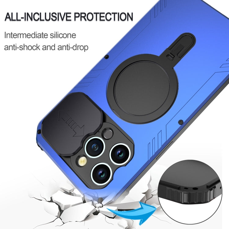 Para iPhone 15 Camera Shield Magsafe Holder Life Funda Impermeable para Teléfono (Azul) - MOVILSTORE