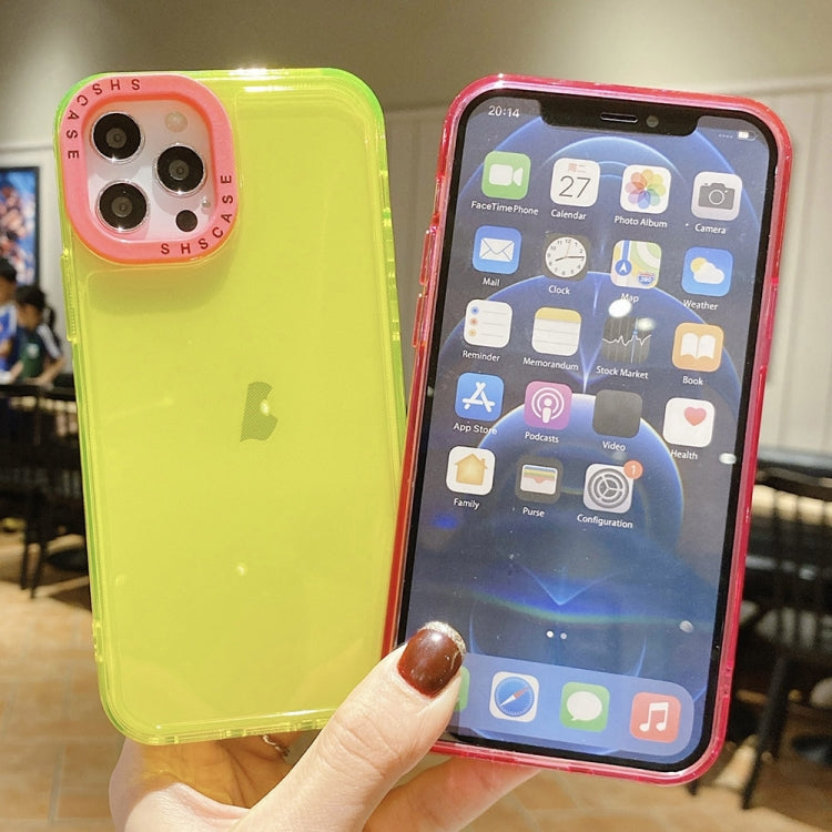 Para iPhone 15 Carcasa de Teléfono de TPU Transparente con Marco de Lente de Contraste de Color (Transparente + Rojo Rosa) - MOVILSTORE