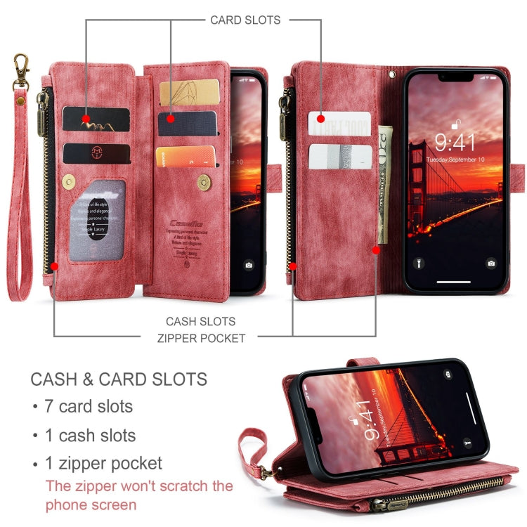 Para iPhone 15 Caseme C30 Funda de Cuero Multifuncional para Teléfono (Rojo) - MOVILSTORE