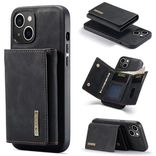 Para iPhone 15 Dg.Ming M1 Series Funda de Cuero para Teléfono con Billetera Múltiple de 3 Pliegues (Negro) - MOVILSTORE