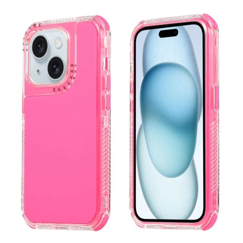 Para iPhone 15 Dreamland 3 En 1 Estuche para Teléfono PC + TPU con Marco Transparente de Color Sólido (Rojo Rosa) - MOVILSTORE