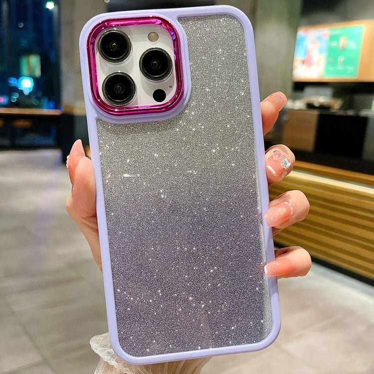 Para iPhone 15 Estuche de Acrílico para Teléfono con Galvanoplastia con Brillo Degradado (Púrpura Claro) - MOVILSTORE