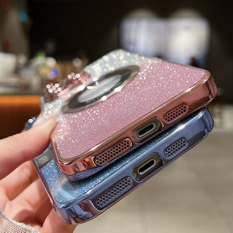 Para iPhone 15 Estuche para Teléfono de TPU con Galvanoplastia con Brillo Degradado Magsafe (Azul) - MOVILSTORE