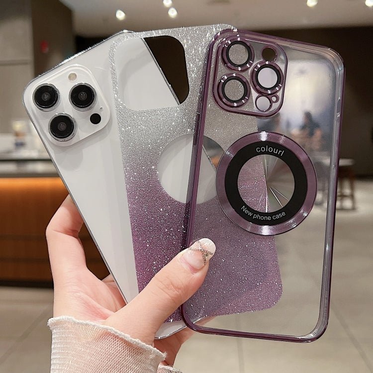 Para iPhone 15 Estuche para Teléfono de TPU con Galvanoplastia con Brillo Degradado Magsafe (Rosa) - MOVILSTORE
