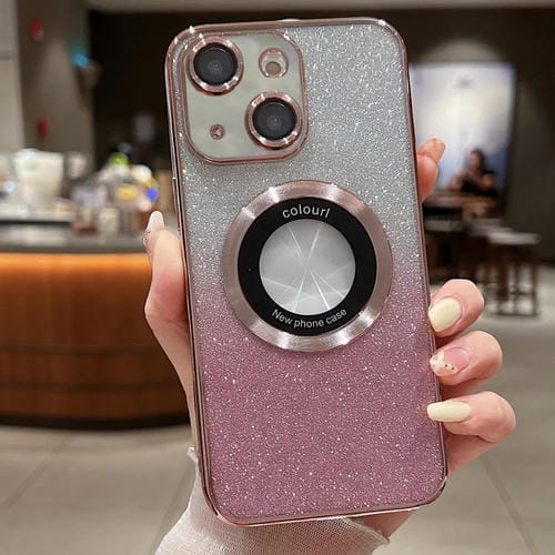 Para iPhone 15 Estuche para Teléfono de TPU con Galvanoplastia con Brillo Degradado Magsafe (Rosa) - MOVILSTORE