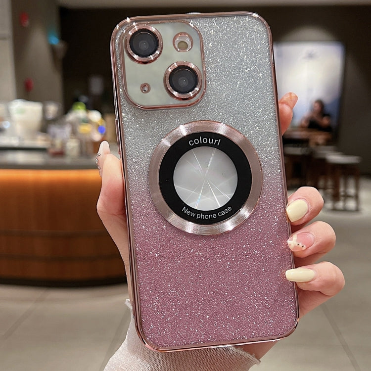 Para iPhone 15 Estuche para Teléfono de TPU con Galvanoplastia con Brillo Degradado Magsafe (Rosa) - MOVILSTORE