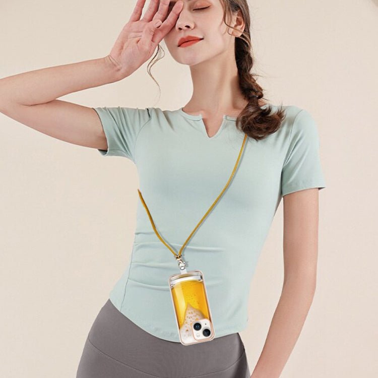 Para iPhone 15 Estuche para Teléfono Imd de Doble Cara con Galvanoplastia y Cordón (Cerveza de Barril) - MOVILSTORE