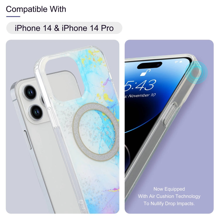 Para iPhone 15 Estuche para Teléfono Imd Marble Magsafe de Doble Cara (Púrpura Manchado) - MOVILSTORE
