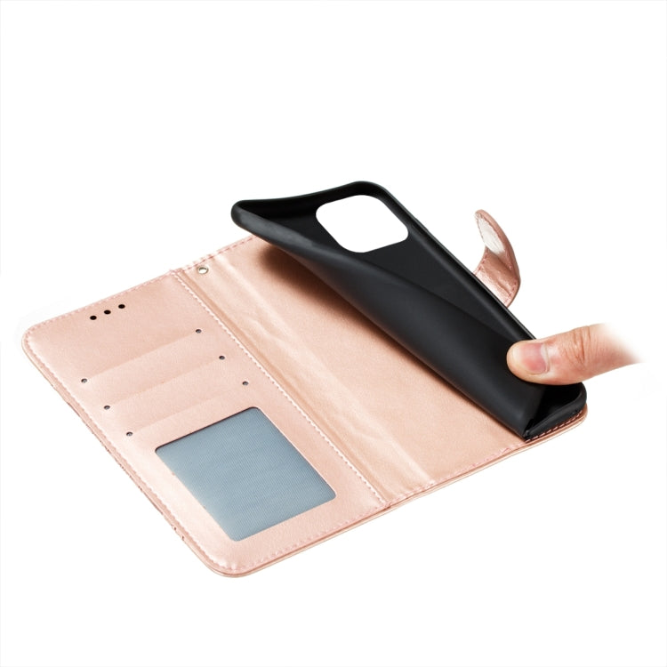 Para iPhone 15 Funda de Cuero con Estampado Sun Mandala (Oro Rosa) - MOVILSTORE