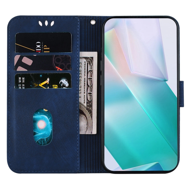 Para iPhone 15 Funda de Cuero con Relieve Little Tiger (Azul Oscuro) - MOVILSTORE