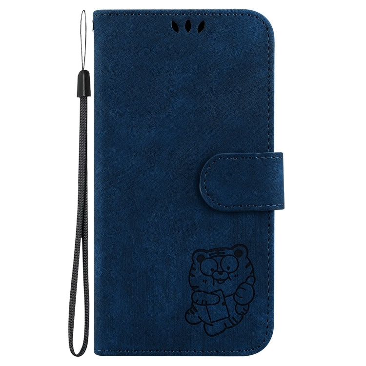 Para iPhone 15 Funda de Cuero con Relieve Little Tiger (Azul Oscuro) - MOVILSTORE