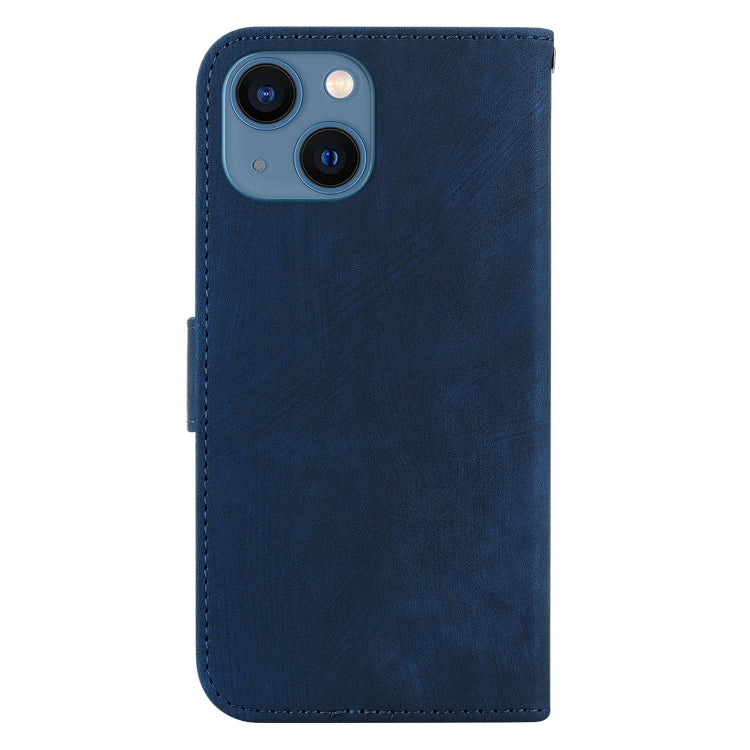 Para iPhone 15 Funda de Cuero con Relieve Little Tiger (Azul Oscuro) - MOVILSTORE