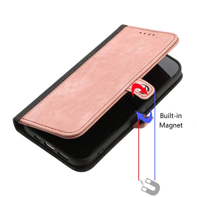 Para iPhone 15 Funda de Cuero para Teléfono con Correa de Mano con Doble Pliegue y Hebilla Lateral (Rosa) - MOVILSTORE
