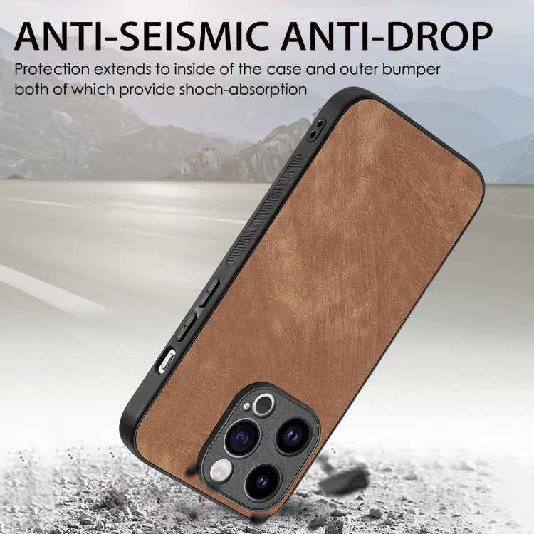 Para iPhone 15 Funda de Teléfono con Contraportada de PC de Cuero Vintage (Marrón) - MOVILSTORE