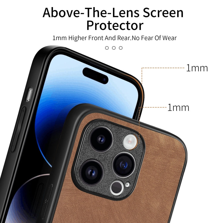 Para iPhone 15 Funda de Teléfono con Contraportada de PC de Cuero Vintage (Marrón) - MOVILSTORE