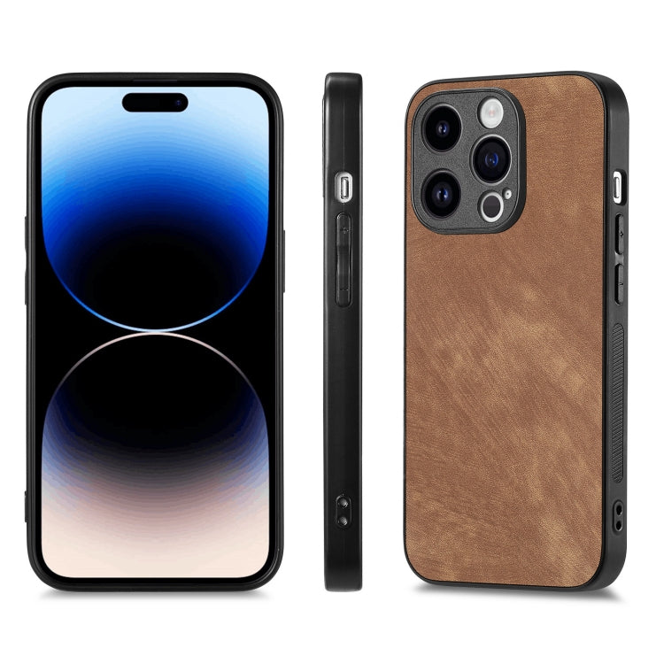 Para iPhone 15 Funda de Teléfono con Contraportada de PC de Cuero Vintage (Marrón) - MOVILSTORE
