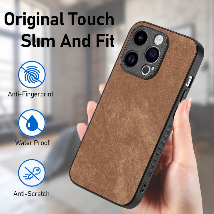 Para iPhone 15 Funda de Teléfono con Contraportada de PC de Cuero Vintage (Marrón) - MOVILSTORE