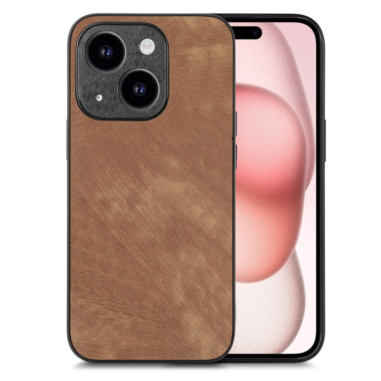 Para iPhone 15 Funda de Teléfono con Contraportada de PC de Cuero Vintage (Marrón) - MOVILSTORE