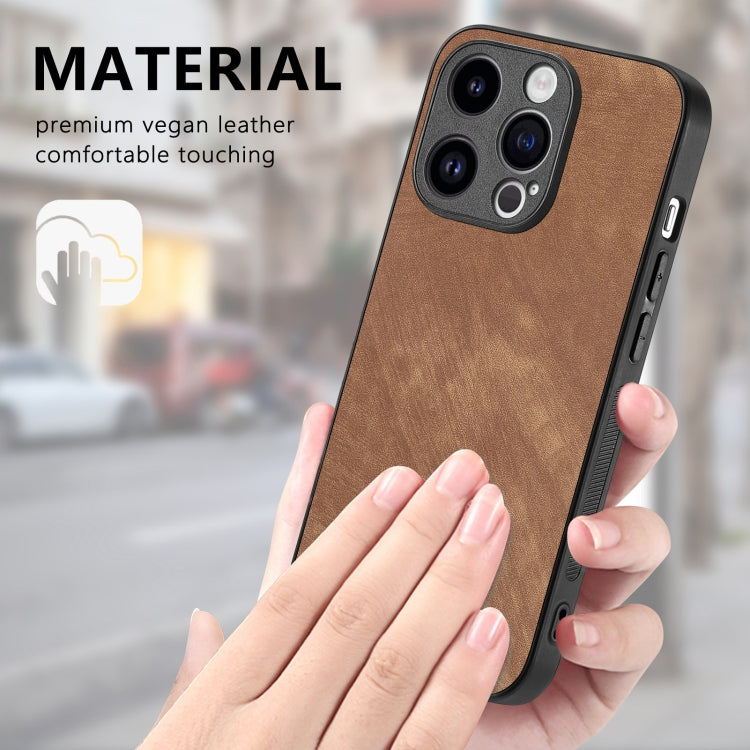 Para iPhone 15 Funda de Teléfono con Contraportada de PC de Cuero Vintage (Marrón) - MOVILSTORE