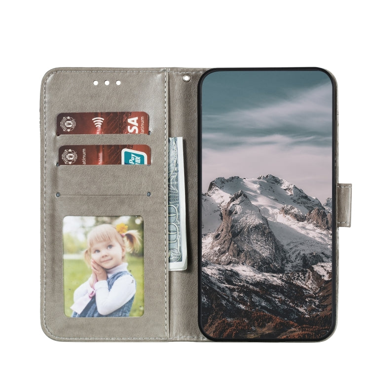 Para iPhone 15 Funda de Teléfono de Cuero con Estampado Sun Mandala (Gris) - MOVILSTORE