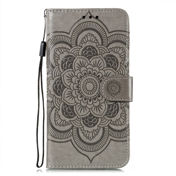 Para iPhone 15 Funda de Teléfono de Cuero con Estampado Sun Mandala (Gris) - MOVILSTORE