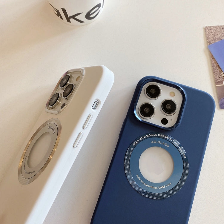 Para iPhone 15 Funda Magnética de Silicona con Marco de Metal (Blanco) - MOVILSTORE