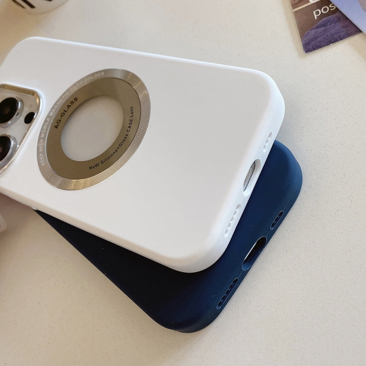 Para iPhone 15 Funda Magnética de Silicona con Marco de Metal (Blanco) - MOVILSTORE