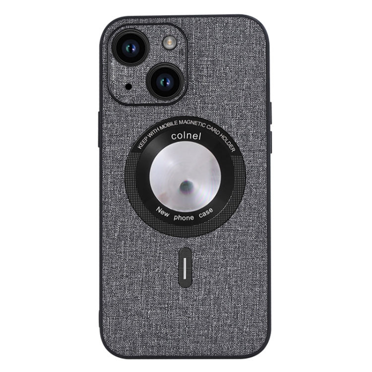 Para iPhone 15 Funda Magnética para Teléfono de Pu Magsafe con Textura de Tela (Gris) - MOVILSTORE