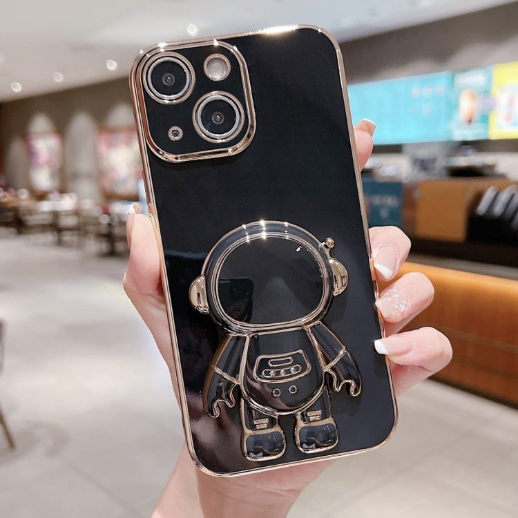Para iPhone 15 Funda para Teléfono con Soporte de Astronauta Galvanizado (Negro) - MOVILSTORE