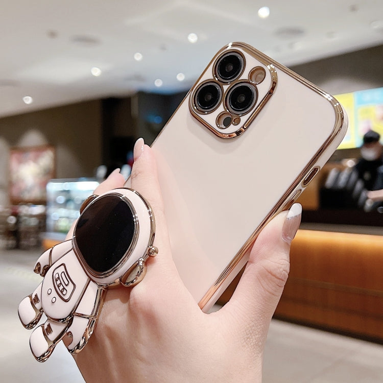 Para iPhone 15 Funda para Teléfono con Soporte de Astronauta Galvanizado (Púrpura) - MOVILSTORE