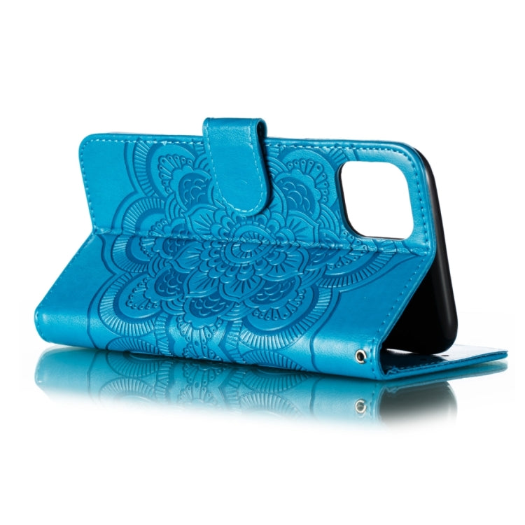 Para iPhone 15 Funda para Teléfono de Cuero con Tapa Horizontal con Patrón de Relieve de Mandala (Azul) - MOVILSTORE
