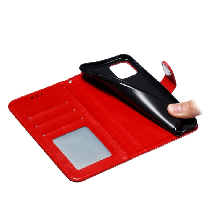 Para iPhone 15 Funda para Teléfono de Cuero con Tapa Horizontal con Patrón de Relieve de Mandala (Rojo) - MOVILSTORE