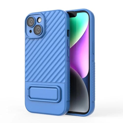 Para iPhone 15 Funda para Teléfono de TPU con Textura Ondulada y Película para Lentes (Azul) - MOVILSTORE