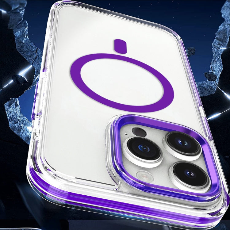 Para iPhone 15 Funda para Teléfono Magsafe TPU Transparente Híbrida a Prueba de Golpes para PC (Púrpura) - MOVILSTORE
