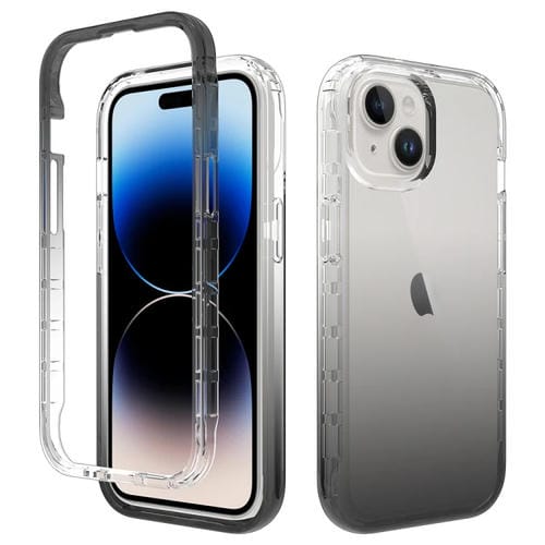 Para iPhone 15 Funda para Teléfono PC + TPU con Degradado Transparente a Prueba de Golpes (Negro) - MOVILSTORE