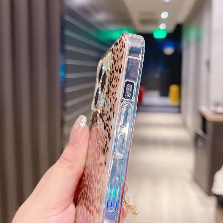 Para iPhone 15 Funda para Teléfono PC + TPU con Patrón de Concha de Cristal Colorido (Leopardo Claro) - MOVILSTORE