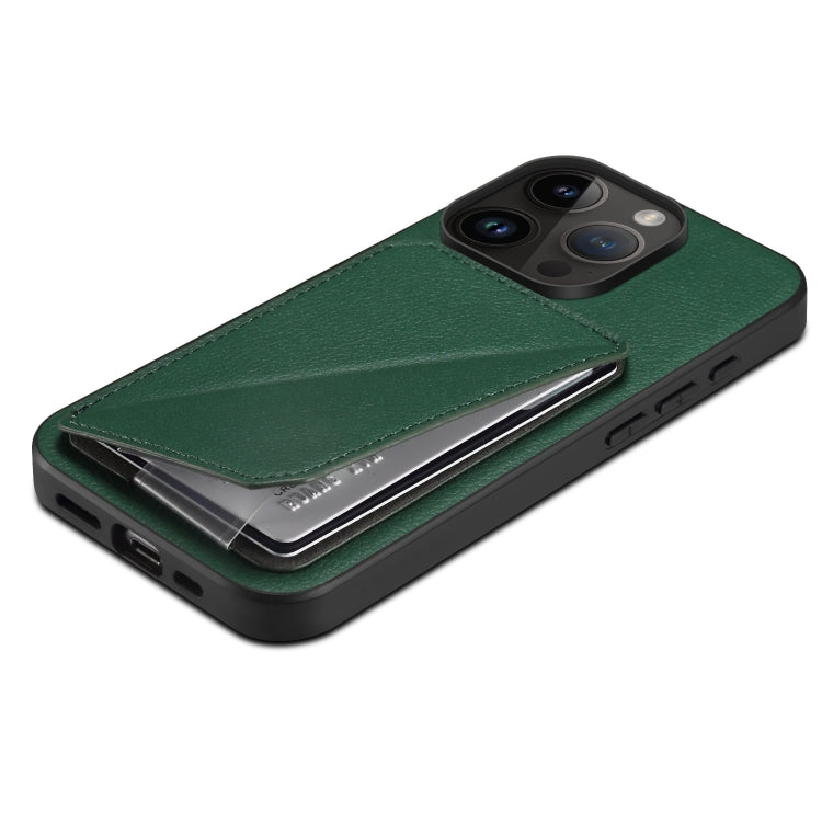 Para iPhone 15 Funda Trasera para Teléfono de Piel de Becerro de Imitación con Soporte (Verde) - MOVILSTORE