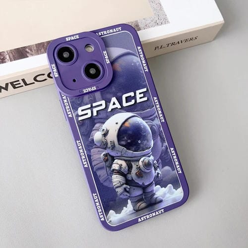 Para iPhone 15 Liquid Angel Eyes Funda para Teléfono de TPU con Astronauta Gigante (Púrpura) - MOVILSTORE
