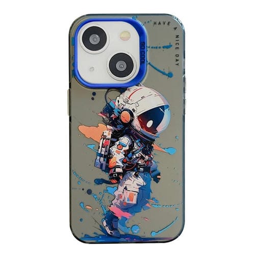 Para iPhone 15 Patrón de Animales Serie de Pintura al Óleo PC + Estuche para Teléfono TPU (Astronauta Andrajoso) - MOVILSTORE